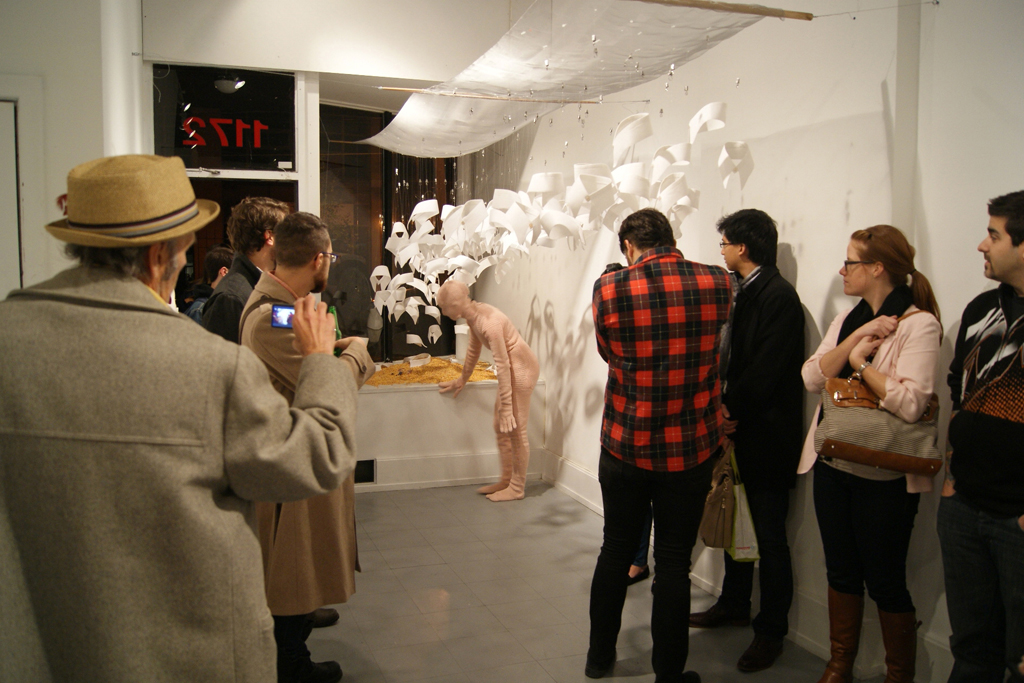 Performance by Marianne Burlew, Where Were You When Amy Winehouse Died? exhibition, World of Threads Festival 2012.