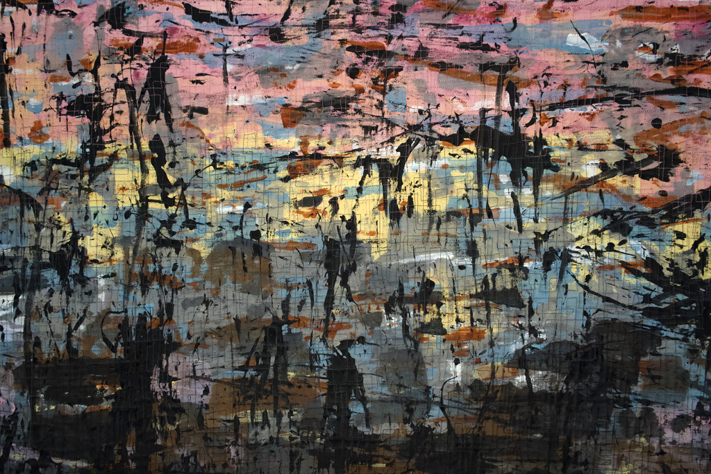 Christine Seager, Moriscape 2 pink, detail, Solo Show, World of Threads Festival 2023-24.