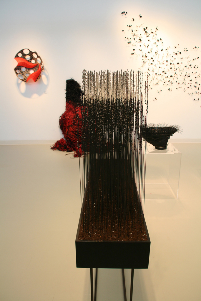 Shifting Views, detail, Emma Nishimura , The Red and the Black exhibition, World of Threads Festival 2014.