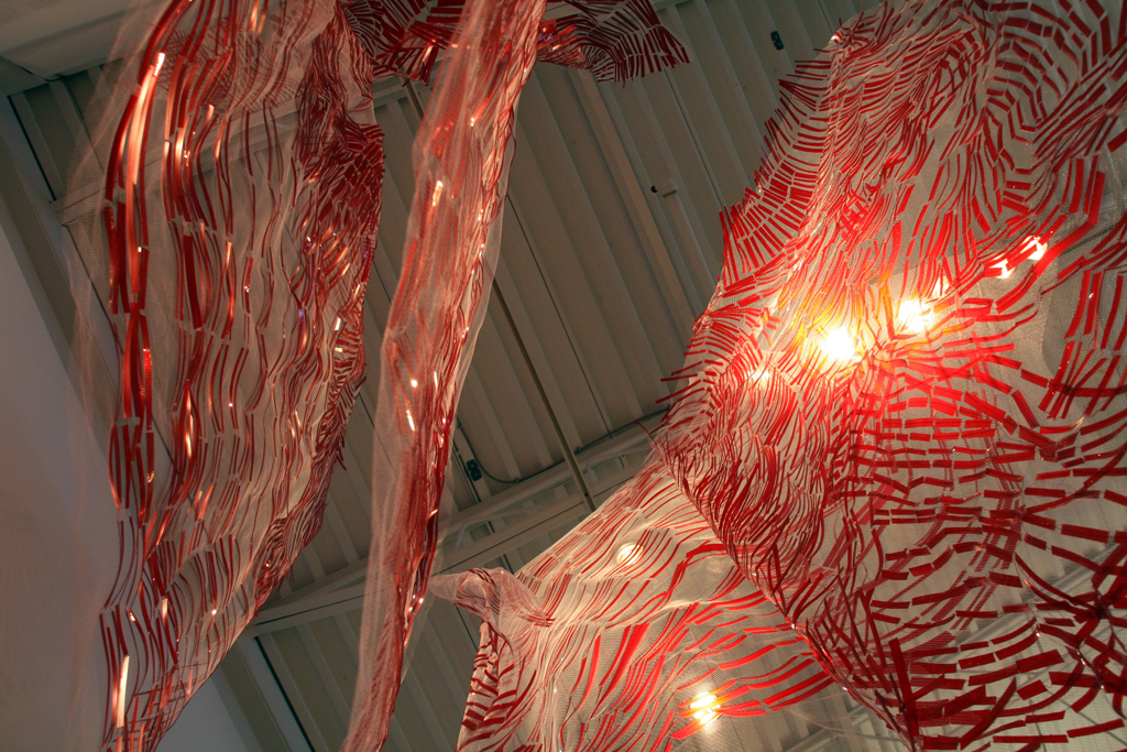 Timelines, detail, Christine Mauersberger, The Red and the Black exhibition, World of Threads Festival 2014.