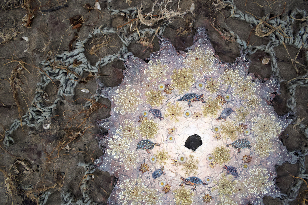 Tina Poplawski, Turtles, detail, Solo Show, World of Threads Festival 2023-24.