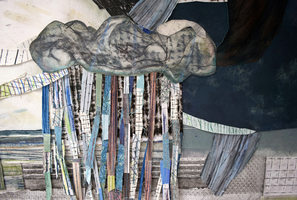Jane LowBeer, Downpour, detail, Solo Show, World of Threads Festival 2023-24.