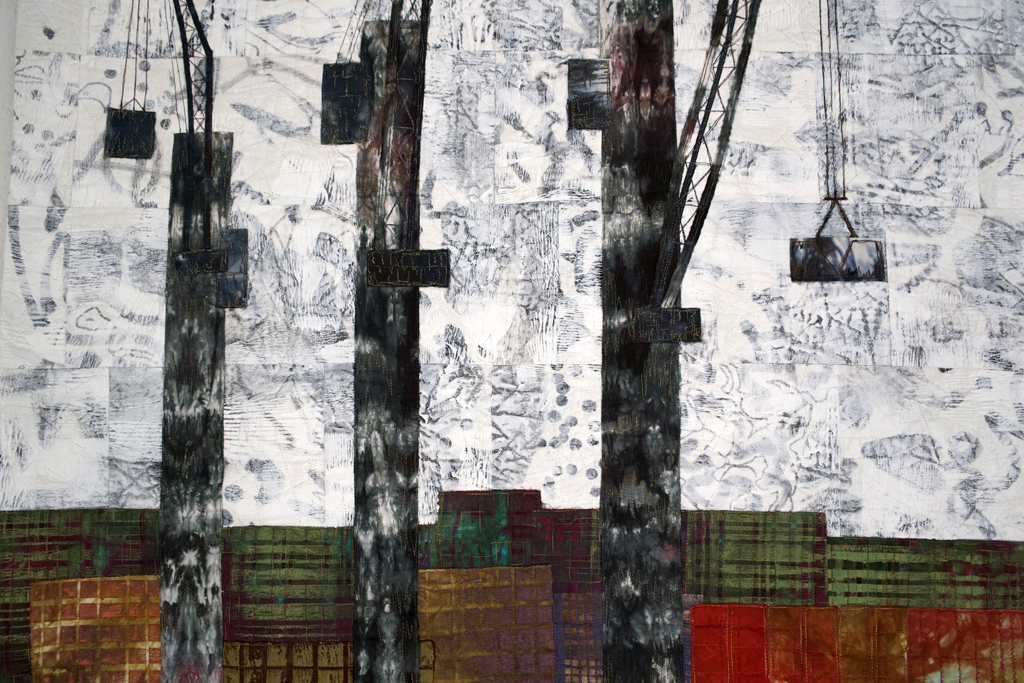 Susan Purney-Mark, Waiting to Load, detail, Solo Show, World of Threads 2023-24.