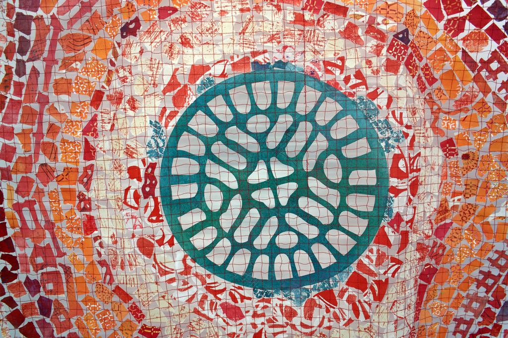 Loretta Faveri, Captured Moments red, detail, Solo Show, World of Threads Festival 2023-24.