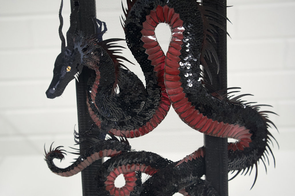 Breeyn McCarney, Evilgilavi, detail, Solo Show, World of Threads Festival 2023-24.