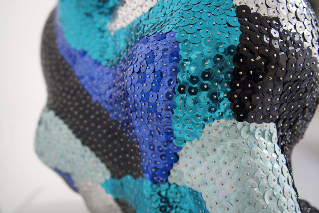 Sam Mogelonsky, Blue Shape, detail, Solo Show, World of Threads Festival 2023-24.
