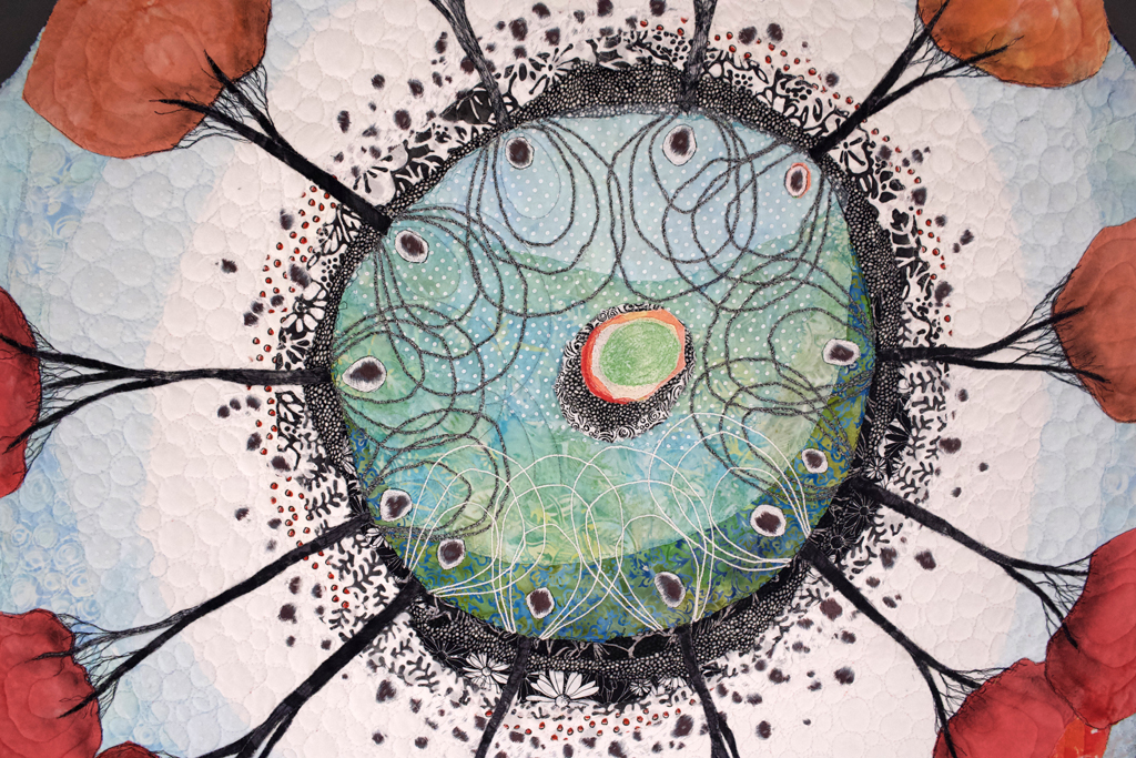 Lorraine Roy, Seeds, detail, Solo Show, World of Threads Festival 2023-24.