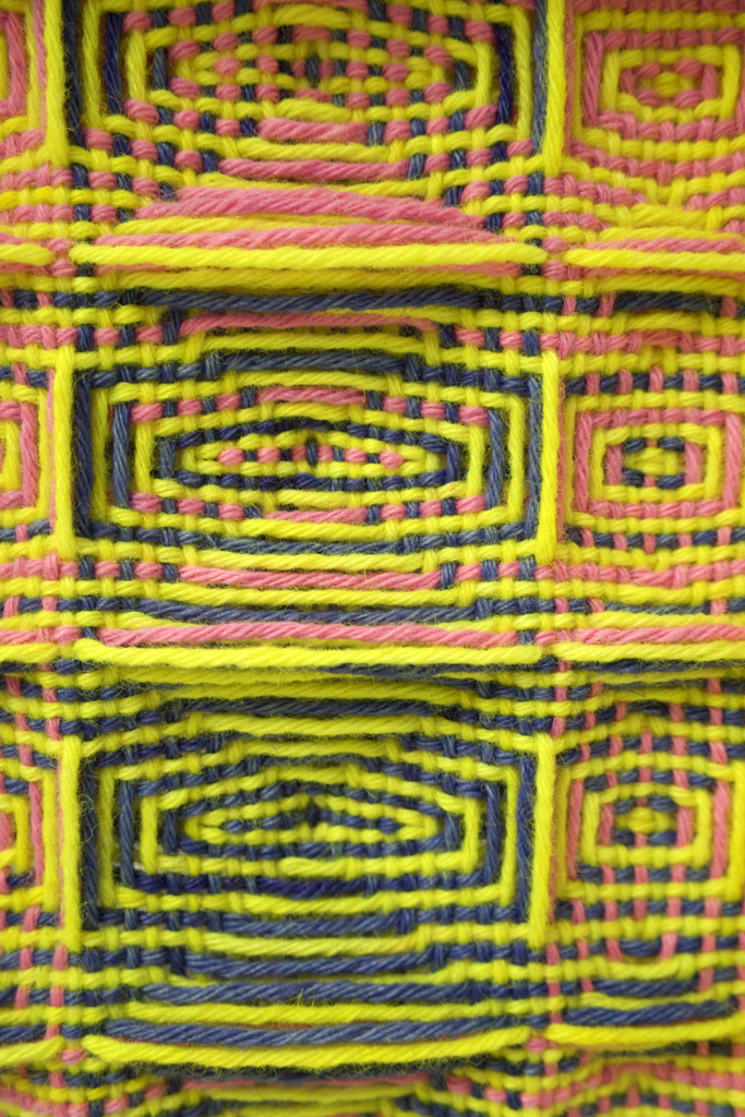 Heather Macali, Yellow with Orchid and Purple, detail, Solo Show, World of Threads Festival 2023-24.