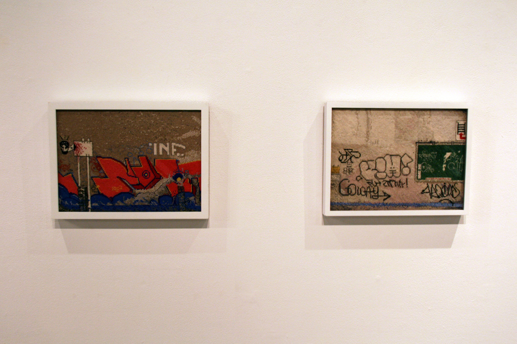 Installation view: Jacquelyn Royal, Strung out and Undone exhibition, World of Threads Festival 2014.