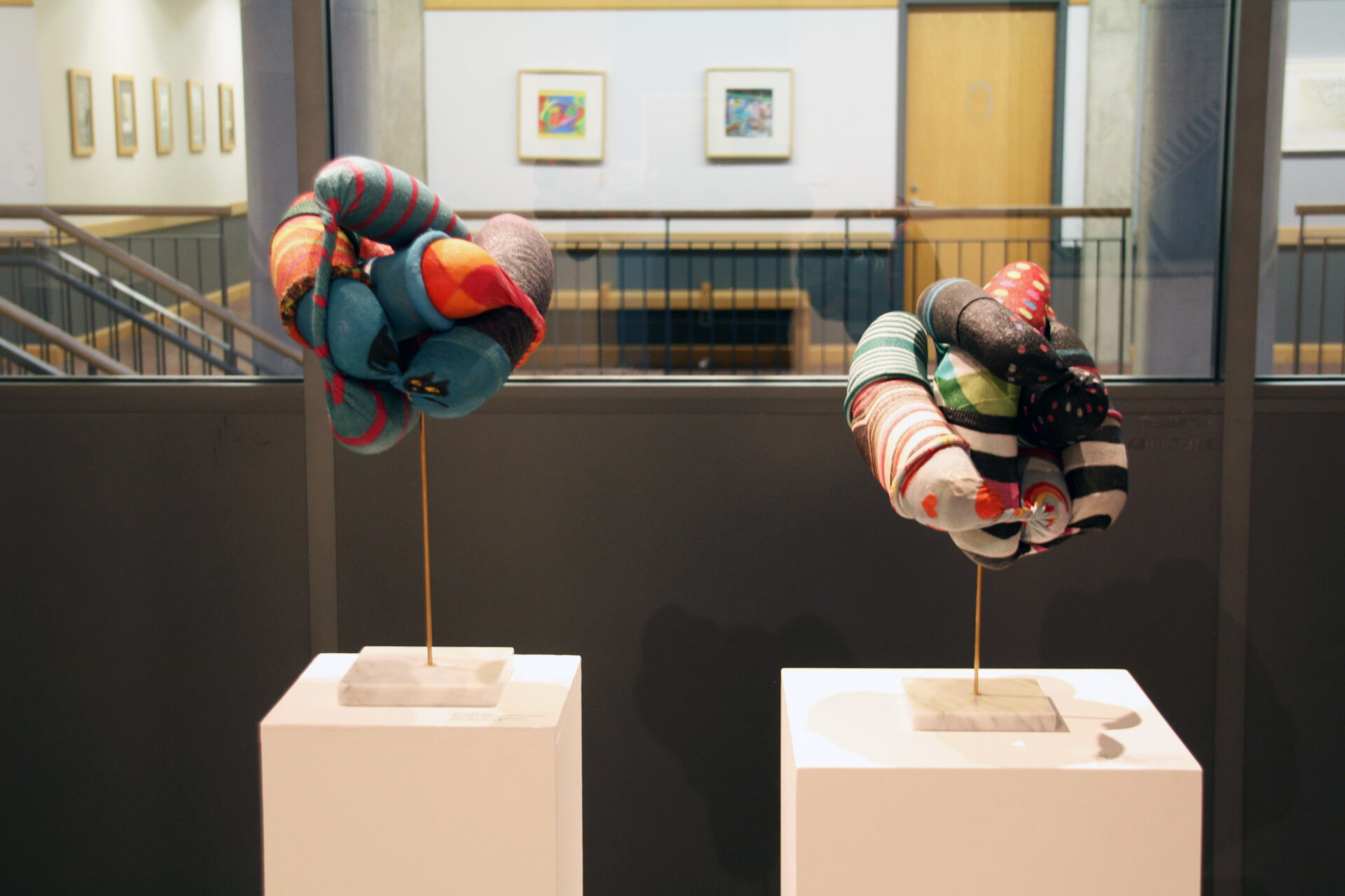 Kim Stanford, So Uh…Mike Kelly and Jeff Koons Walk Into a Bar,  Strung out and Undone exhibition, World of Threads Festival 2014.