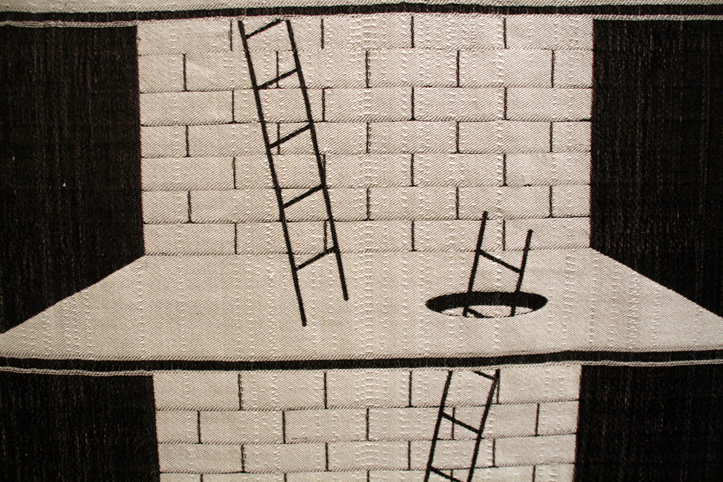 Madeleine McNeely, Level Up 2, detail, Strung out and Undone exhibition, World of Threads Festival 2014.