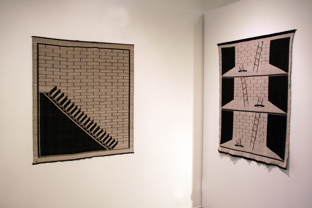 Installation view: Madeleine McNeely, Strung out and Undone exhibition, World of Threads Festival 2014.