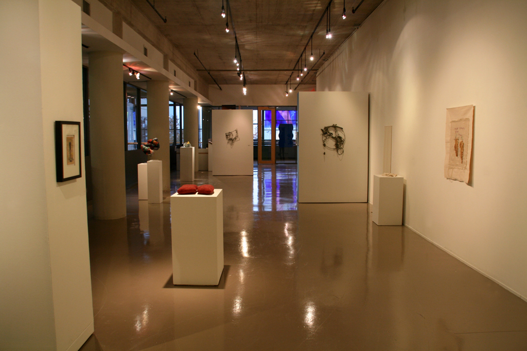 Installation view: Strung out and Undone exhibition, World of Threads Festival 2014.