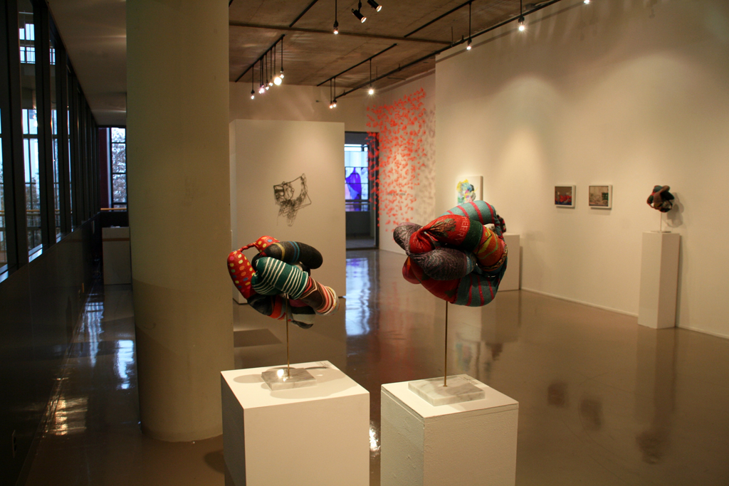Installation view: Strung out and Undone exhibition, World of Threads Festival 2014.