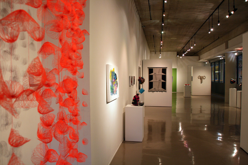 Installation view: Strung out and Undone exhibition, World of Threads Festival 2014.