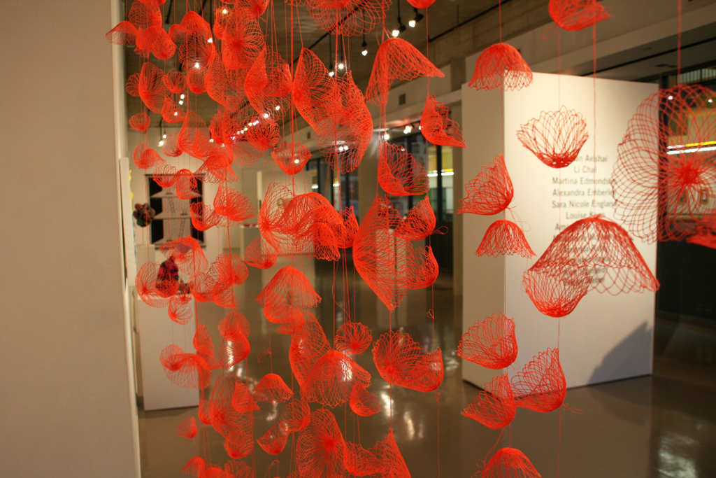 Amanda McCavour, Neon Field, detail, Strung out and Undone exhibition, World of Threads Festival 2014.