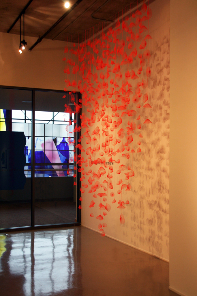 Installation view: Amanda McCavour, Strung out and Undone exhibition, World of Threads Festival 2014.