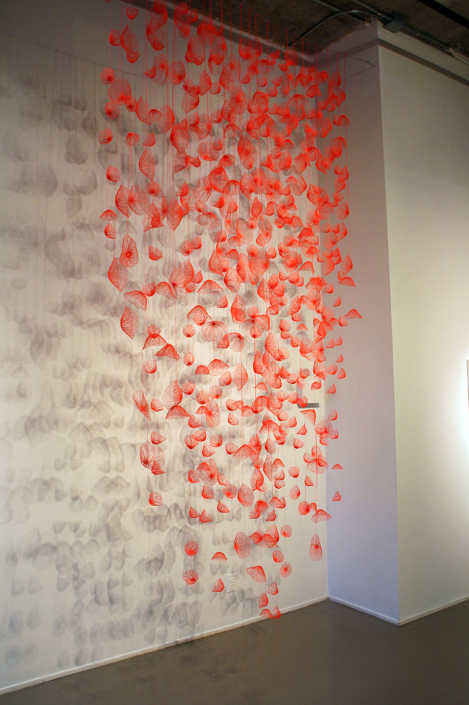 Amanda McCavour, Neon Field,  Strung out and Undone exhibition, World of Threads Festival 2014.