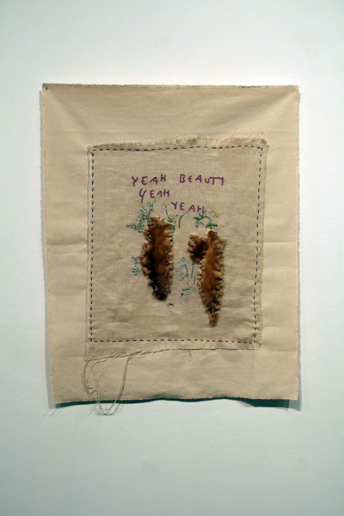 Alexandra Emberley, Yeah beauty yeah yeah, from the Fur Poems, Strung out and Undone exhibition, World of Threads Festival 2014.