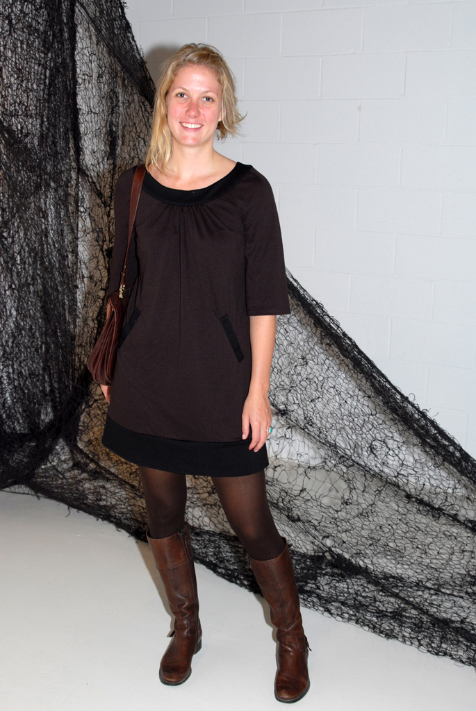 Artist: Amy Bagshaw at the opening of Thread, Common Thread International exhibition Part 3, World of Threads Festival 2009.