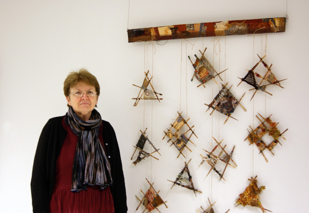 Artist: Joanne Young at the opening of the Variegated Threads exhibition, World of Threads Festivsal 2012.