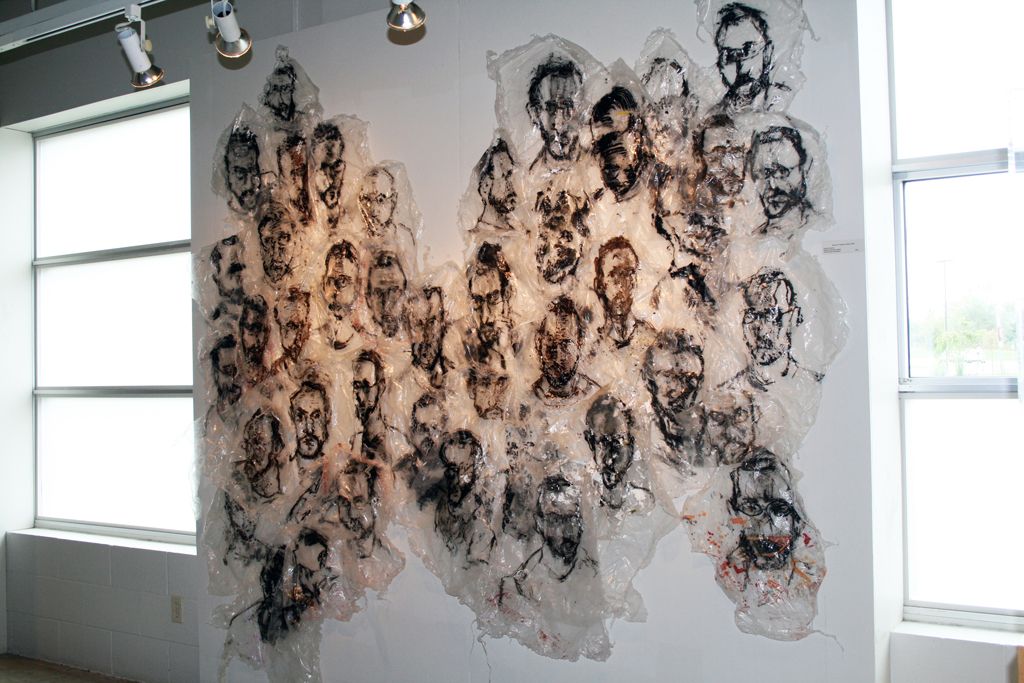 Gareth Bate, Plastic Paintings series, Self Portrait, Threads That Bind exhibition, World of Threads Festival 2009.