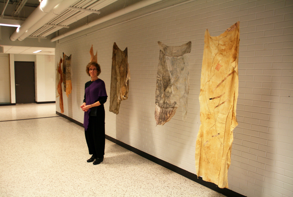 Artist: Pat Loucks at the opening of the World of Threads Festival 2014.