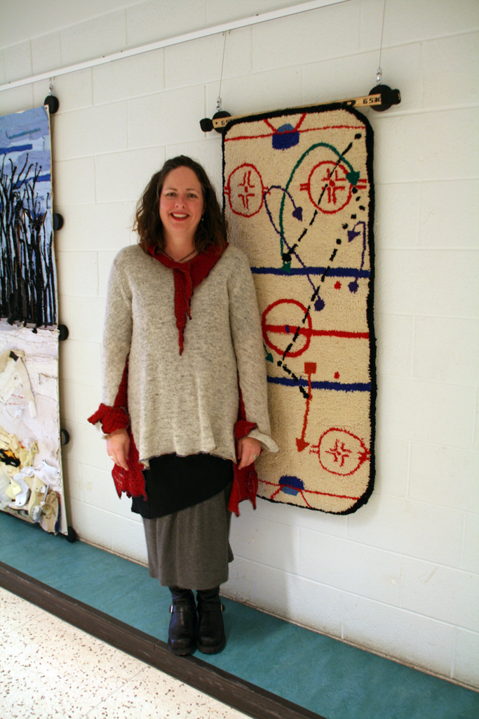 Artist: Liz Pead at the opening of the World of Threads Festival 2014.