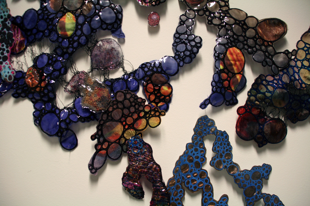 Leisa Rich, Splattered, detail, Installations, World of Threads Festival 2014.