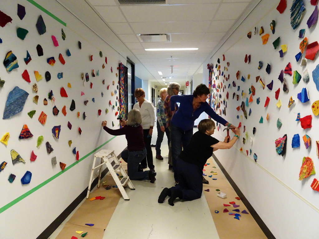 Installing art installation by Line Dufour World of Threads Festival 2016.