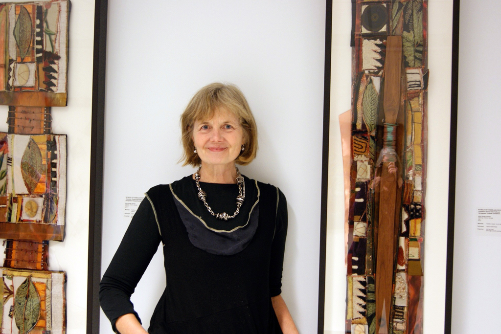 Artist: Alice Vander Vennen at the opening of the Variegated Threads exhibition, World of Threads Festivsal 2012.