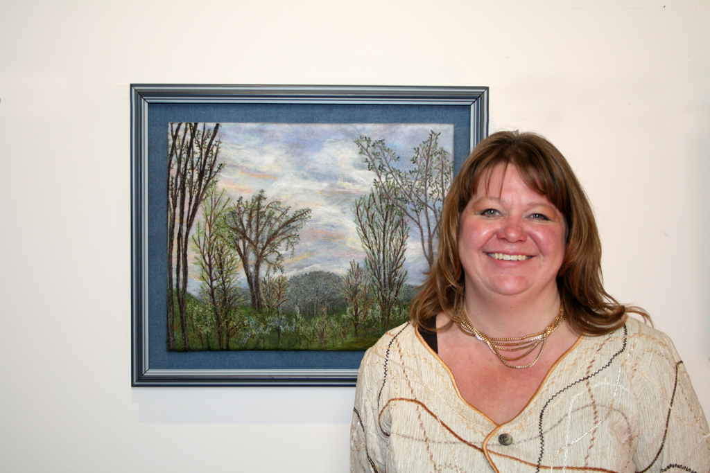 Artist: Laura Trach at the opening of the Common Thread Part 1 exhibition, World of Threads Festival 2009.