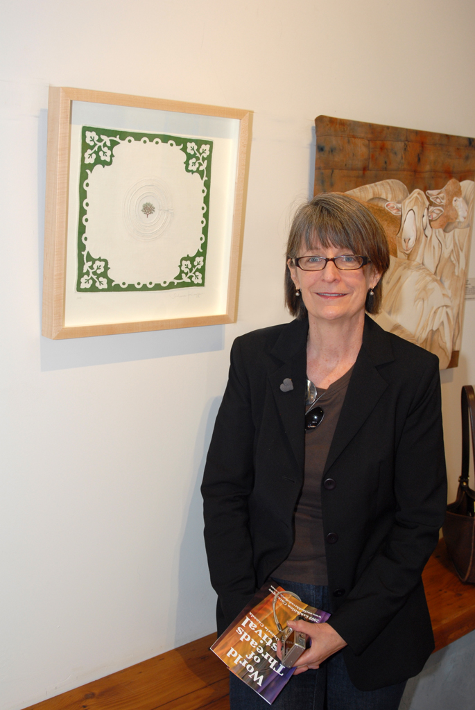 Artist: Valerie Knapp at the opening of the Common Thread Part 1 exhibition, World of Threads Festival 2009.