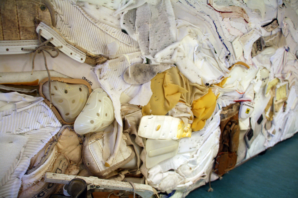 Liz Pead, Louis Riel - The Church at Batoche, detail, Installations, World of Threads Festival 2014.