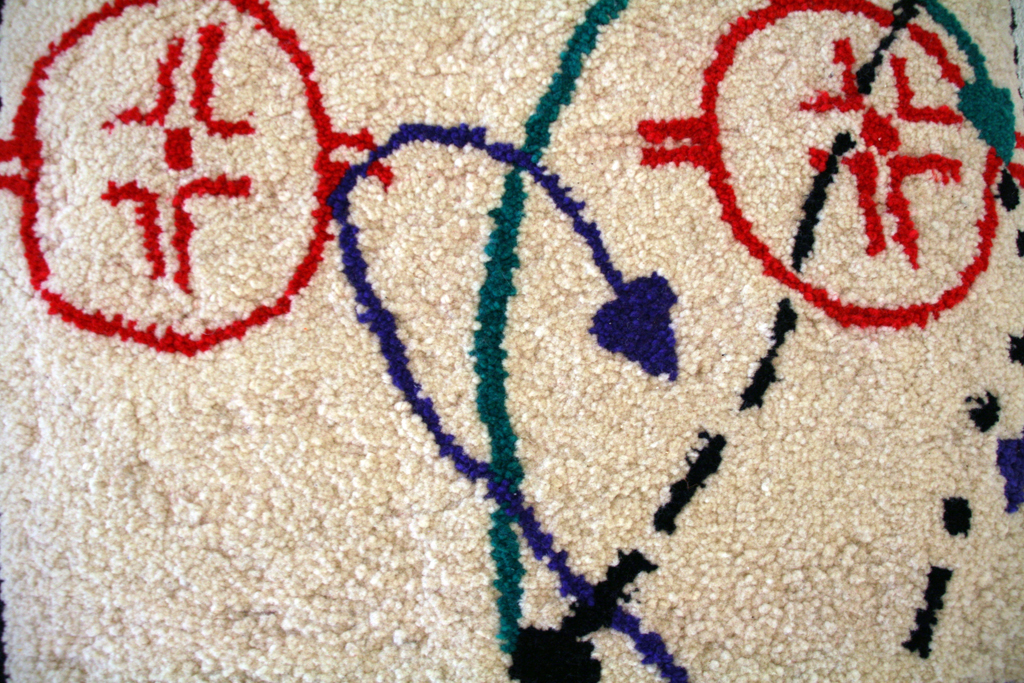 Liz Pead, Hockey Play Rug, The Church at Batoche, detail, Installations, World of Threads Festival 2014.