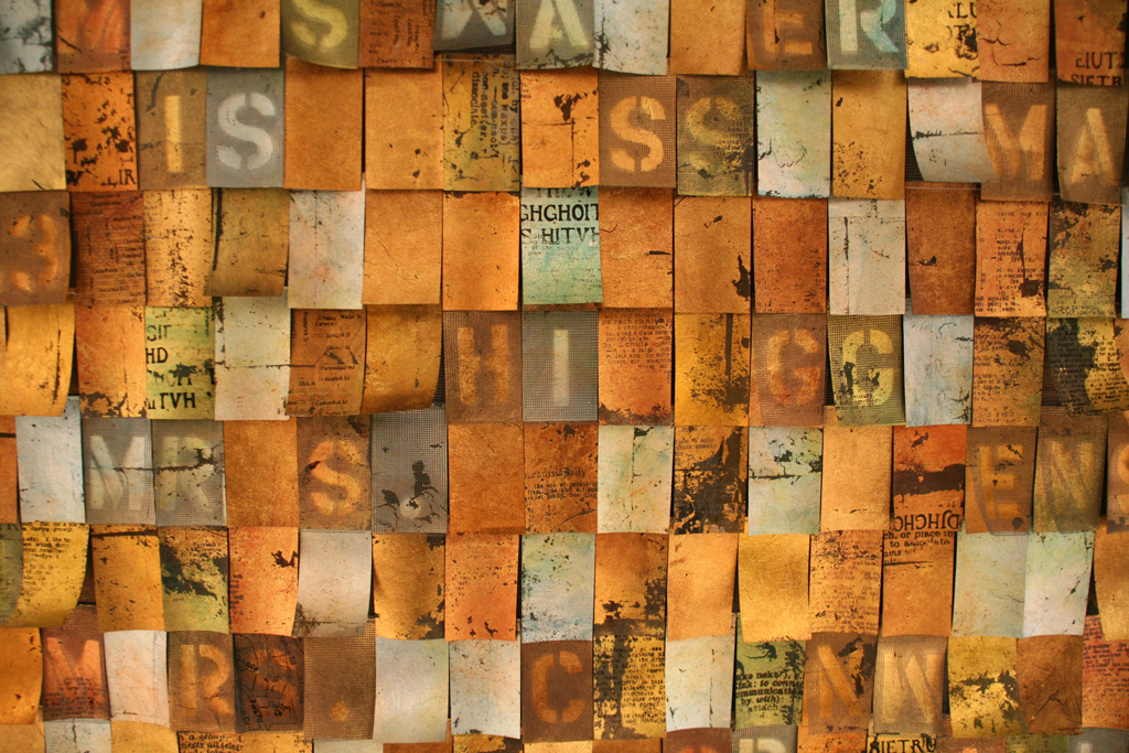 Jeanne Beck, Book of Ancients 8, detail, Solo Shows, the World of Threads Festival 2014.