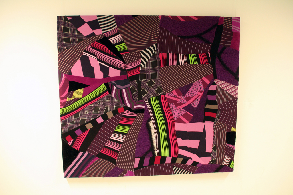 Lindy Fyfe, Interweave 36 - purple, black, green, Solo Show, World of Threads Festival 2014.