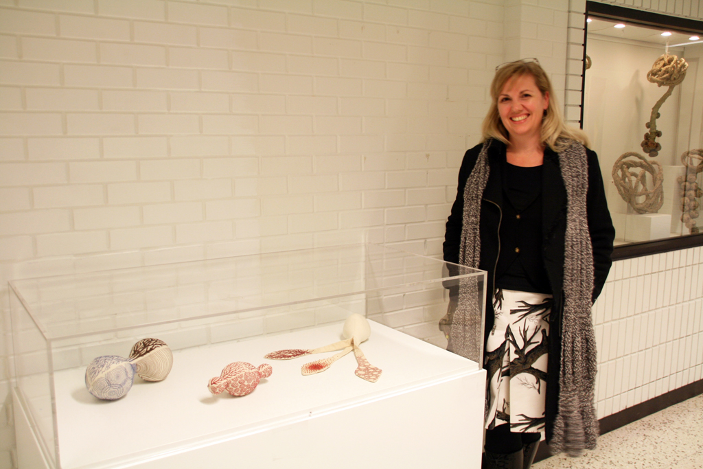 Artist: Kirsten Lund at the opening of the World of Threads Festival 2014.