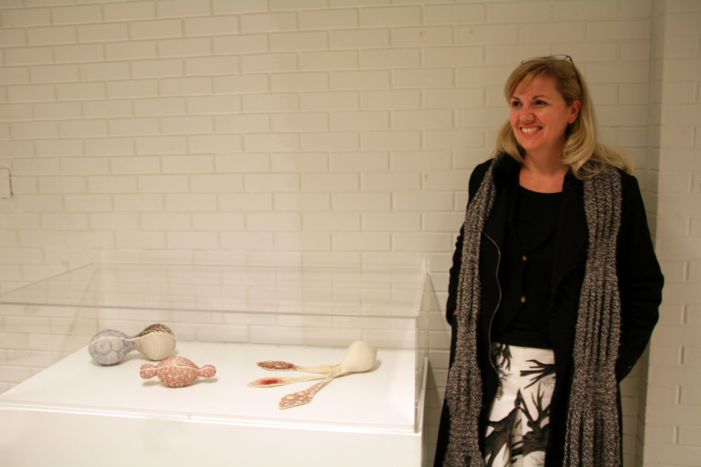 Artist: Kirsten Lund at the opening of the World of Threads Festival 2014.