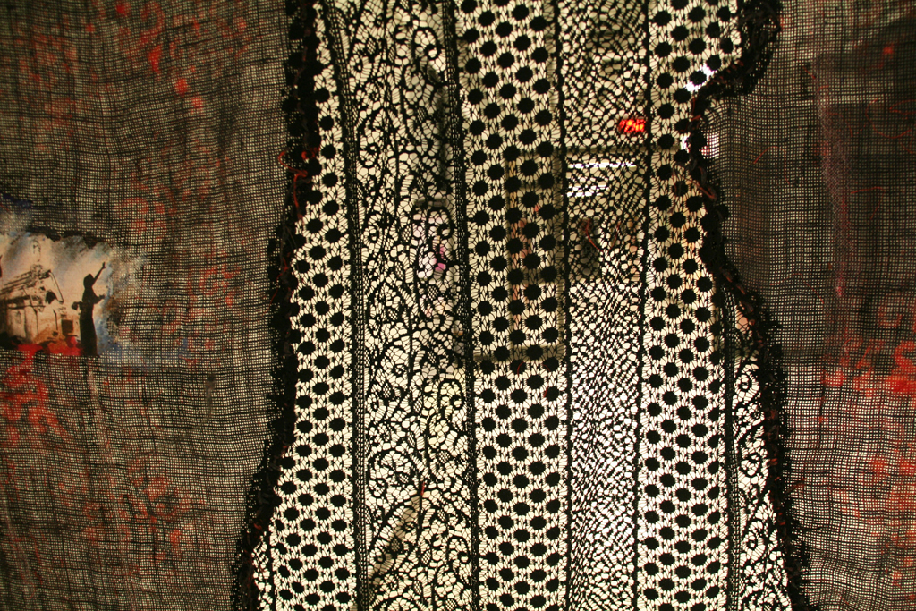 Deborah McDuff, Wedeshae Walking within my Shadow, detail, Solo Show, World of Threads Festival 2014.