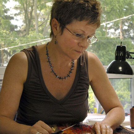 Artist Lorraine Roy in her studio